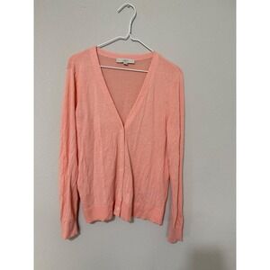 Loft Peach Lightweight Viscose Blend V Neck Cardigan Women Medium Career Capsule